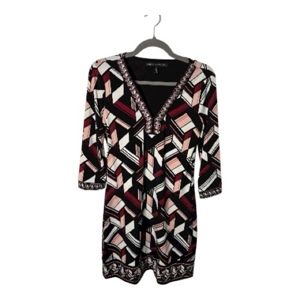 White House Black Market Black Pink Geometric Dress XS